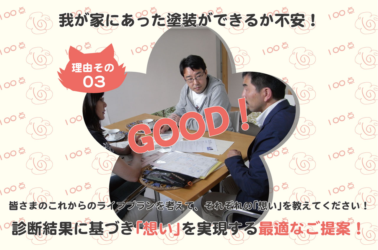 診断結果に基づき「想い」を実現する最適なご提案! 花まるリフォームが選ばれている5つの理由③