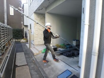 外壁塗装 世田谷区Ｓ様邸 足場設置20210119P1190073