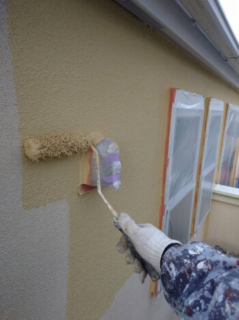 外壁塗装 練馬区K様邸 外壁中塗り中 2022012817037